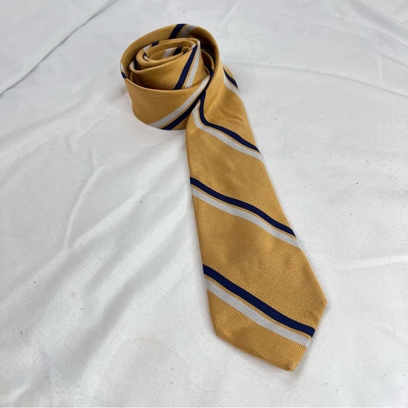 Handsome LAUREN RALPH LAUREN Yellow Gold Stripped Men’s Tie - Picture 3 of 5
